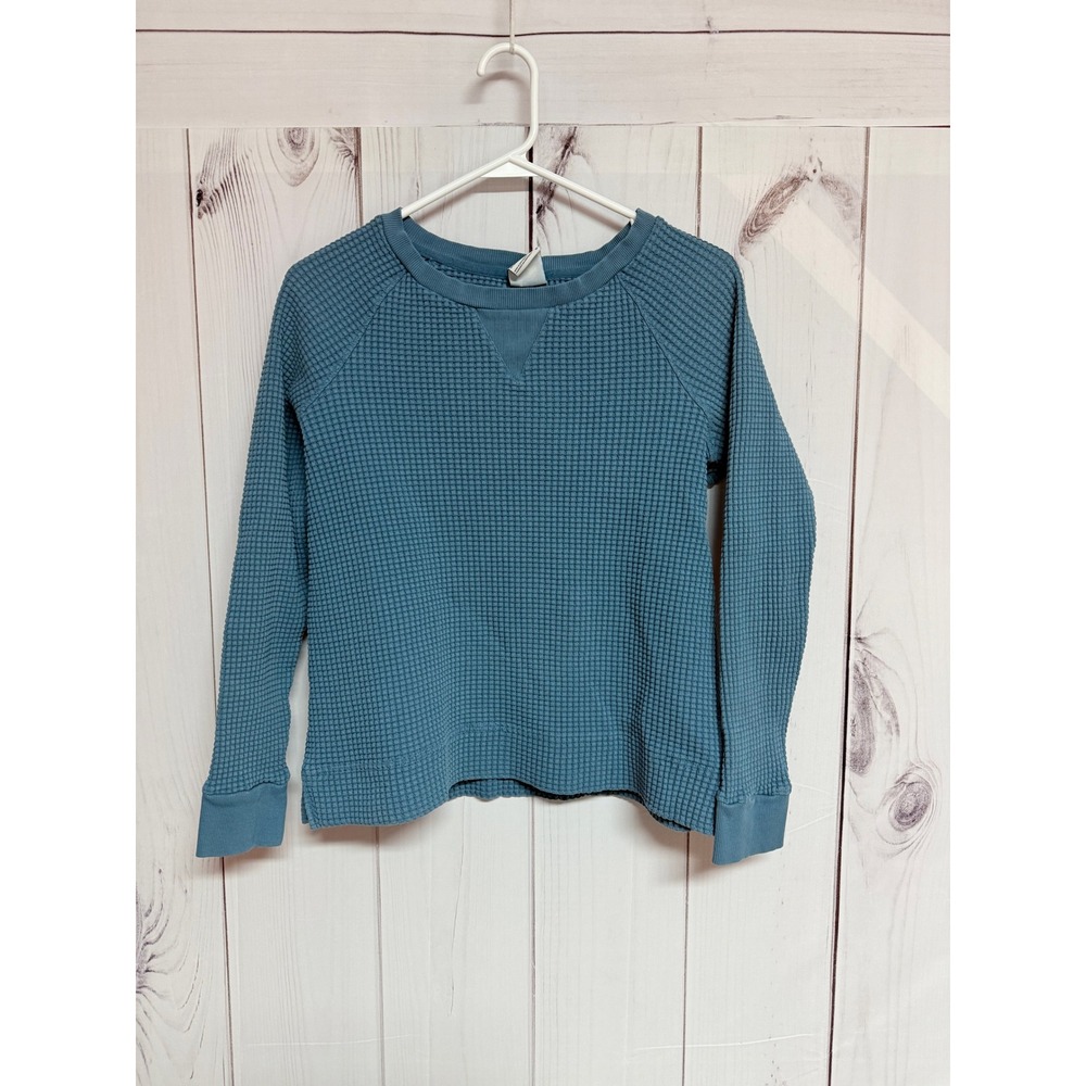 The North Face Women's Chabot Crew Top Medium Blue Waffle Knit GUC